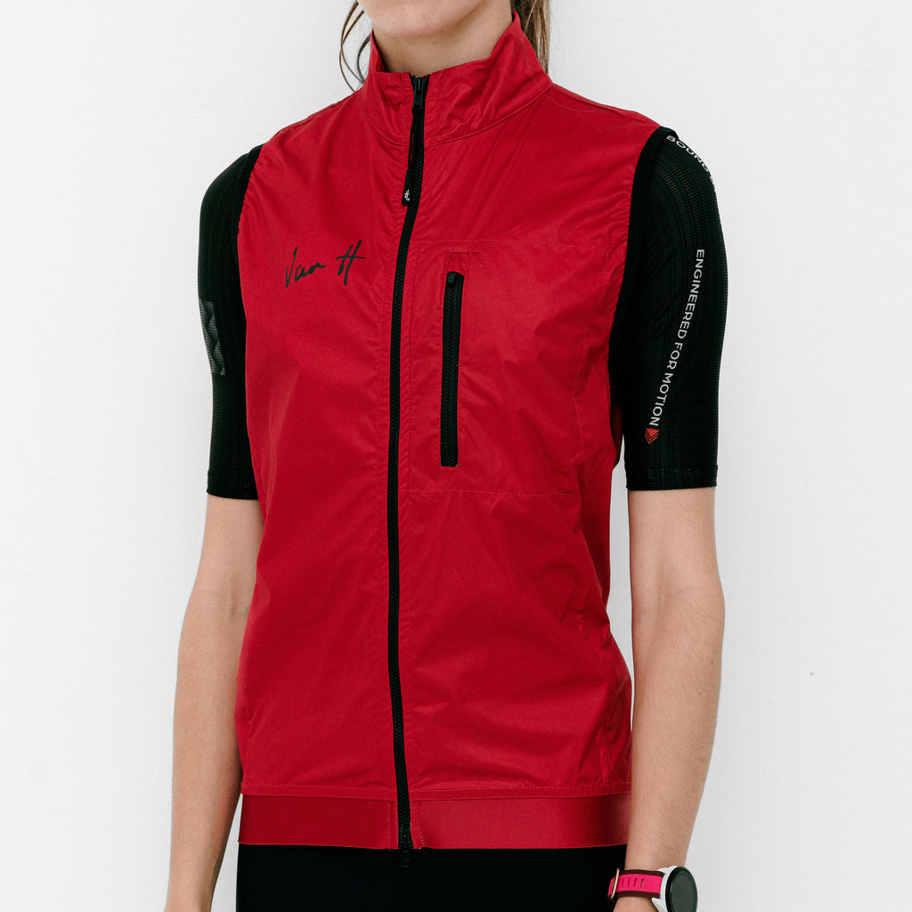 Womens Red All weather Gilet