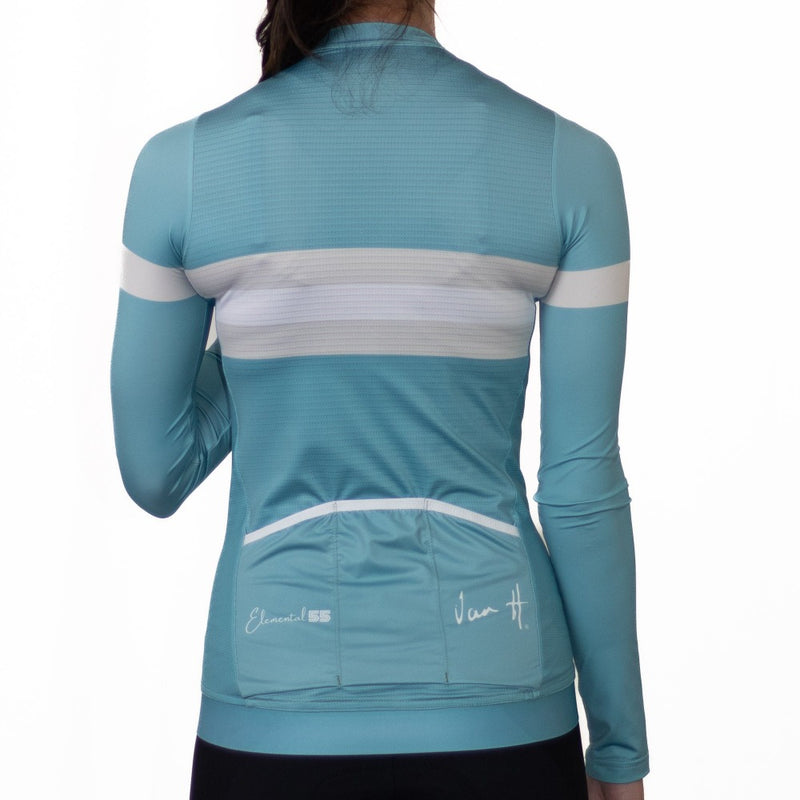 Long sleeve light blue cycling jersey women. UV Protective cycling jersey. light cycling jersey, retro, Cycling jersey, cycling top, summer cycling jersey, mens cycling jersey, womens cycling jersey, cycling, south Africa, van h, premium cycling wear.