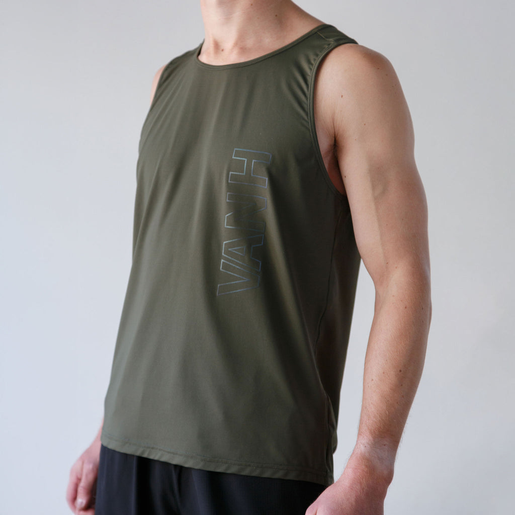 Mens Military Green Running Vest