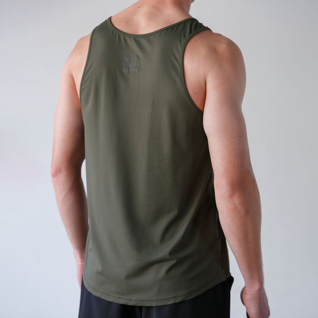 Mens Military Green Running Vest