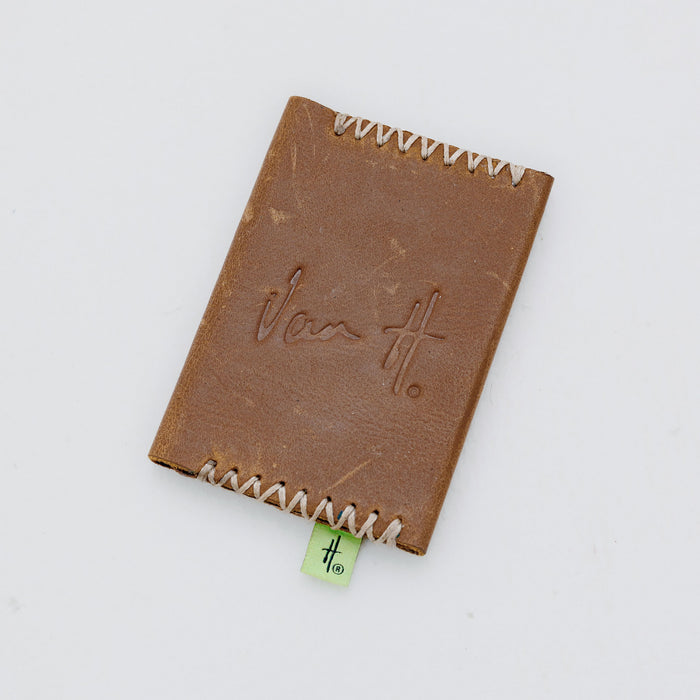 Card holder leather wallet Cross stitch