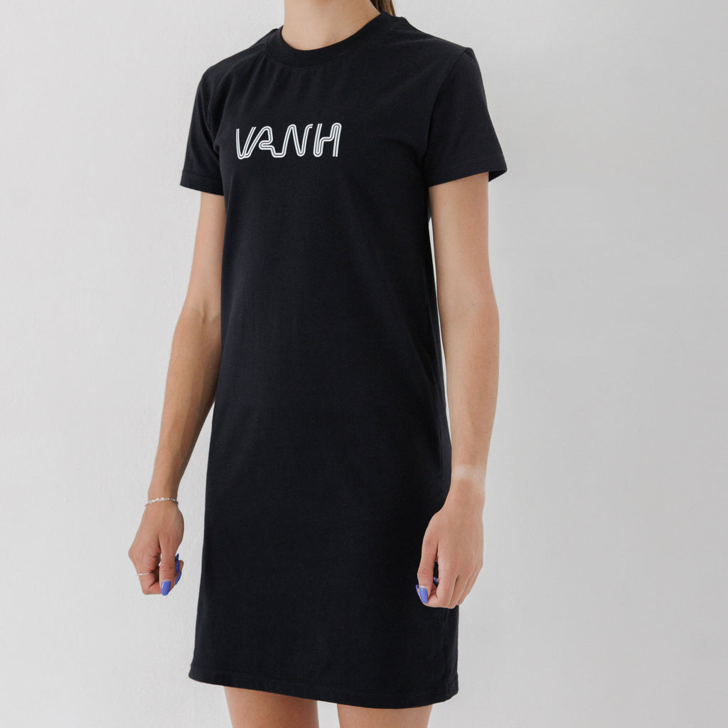Black T-Shirt Dress L