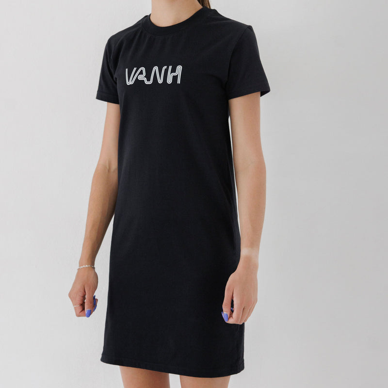 Black T-Shirt Dress L
