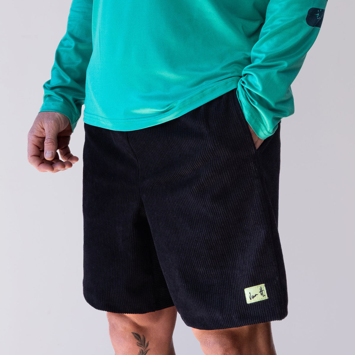 Mens Black Corduroy short